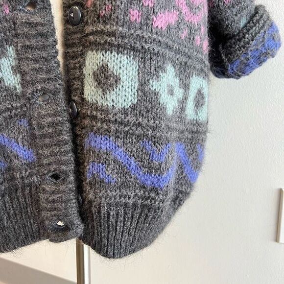 VTG Baldimaglie Italy Women’s Medium Chunky Knit Nordic Mohair Cardigan Sweater - Picture 4 of 11